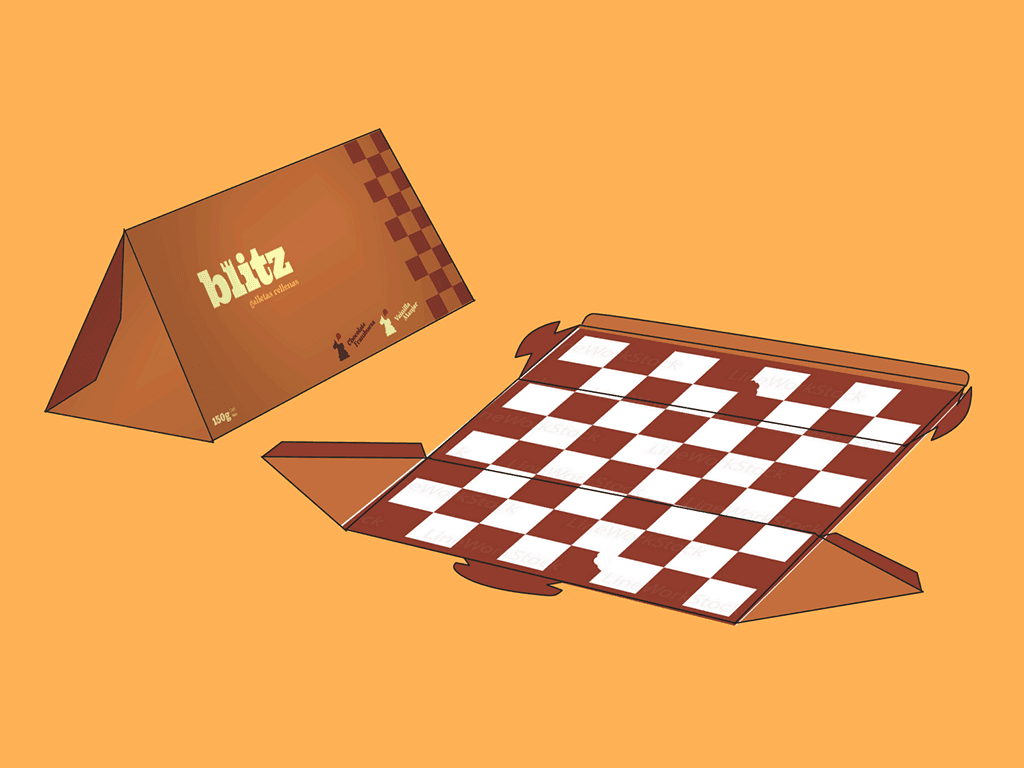 Pack unfolded into a checkerboard surface for casual play