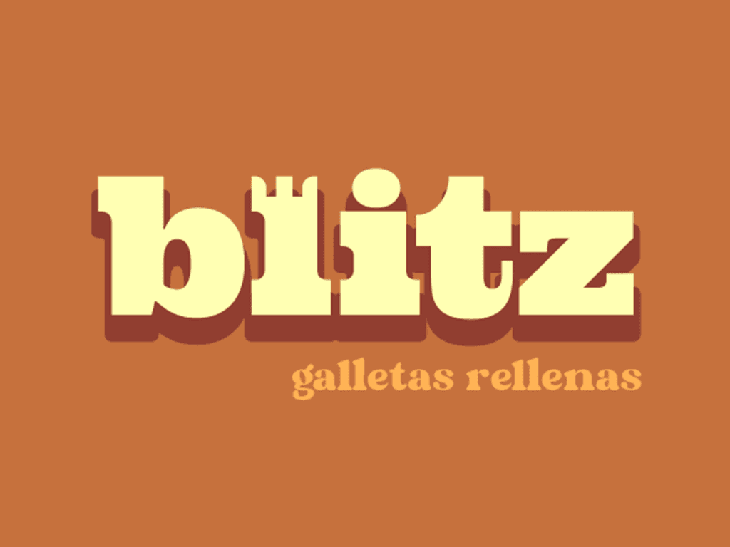 Blitz logotype with crowned ü and bold shadow