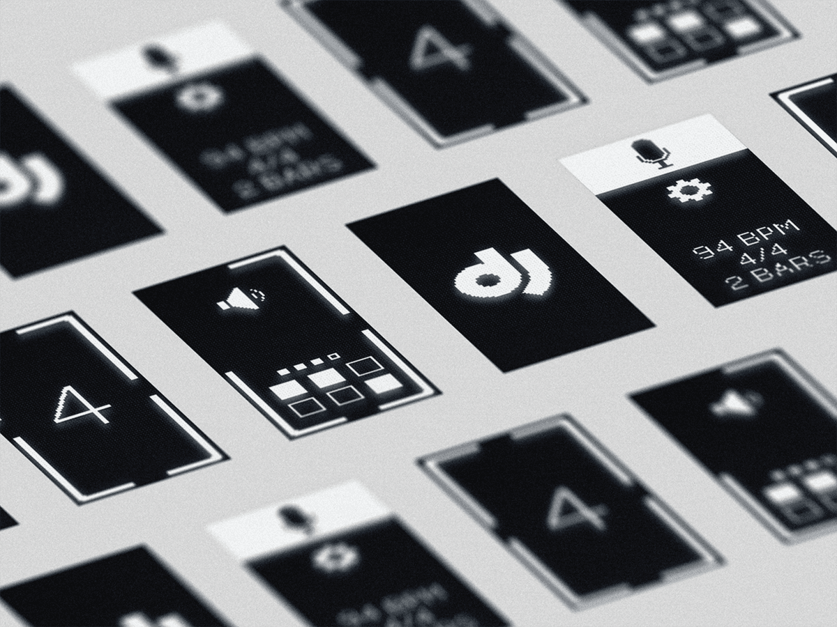 OLED UI icon studies and screen layouts