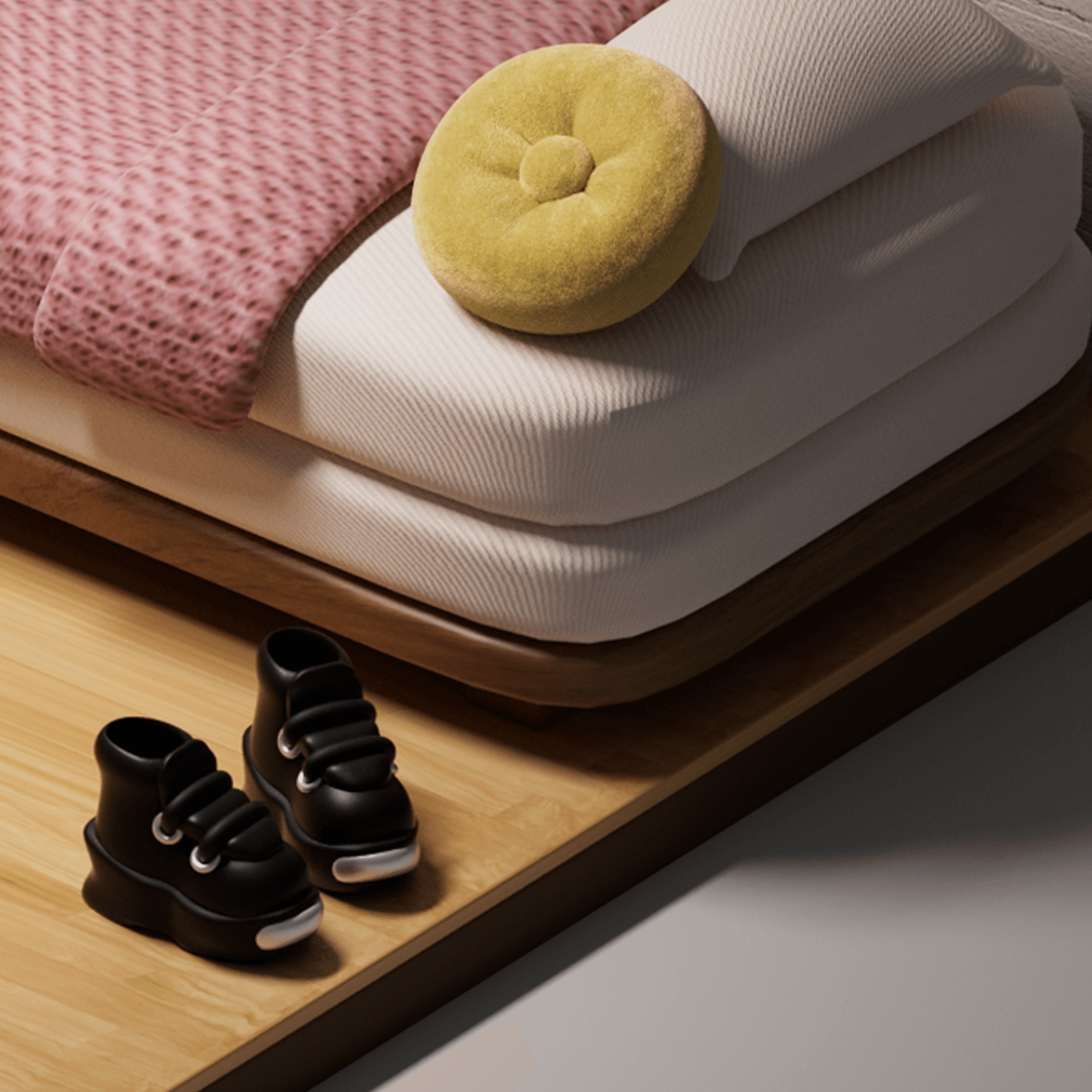 Closeup room detail showing texture and linework.