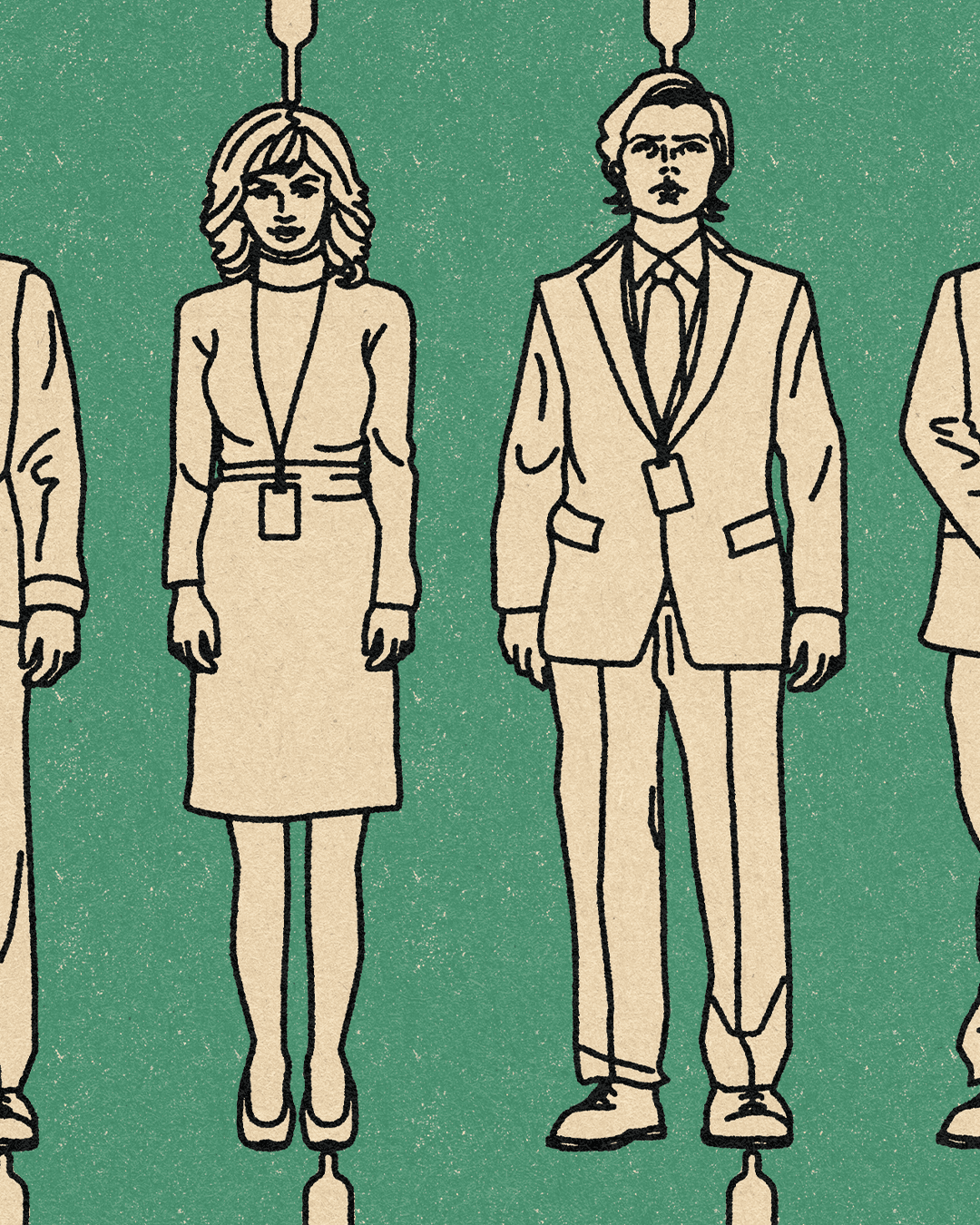 Closeup severance poster detail showing texture and linework.