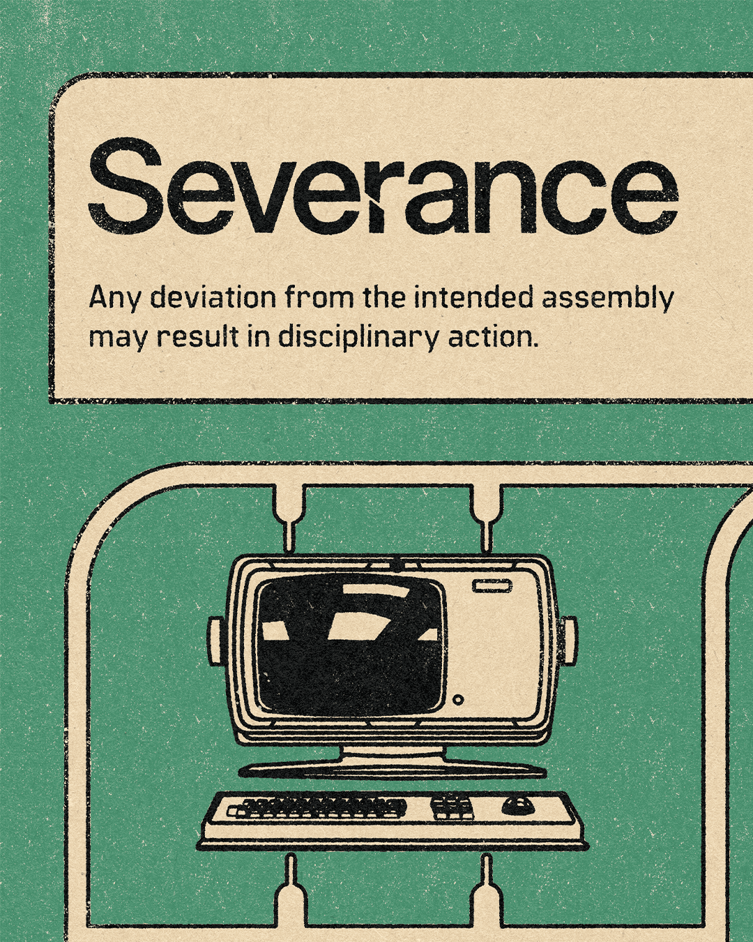 Closeup severance poster detail showing texture and linework.